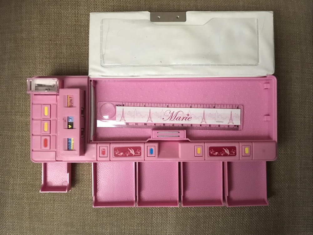 Disney Aristocats Marie Pull Out Compartment Pencil Case Box RARE