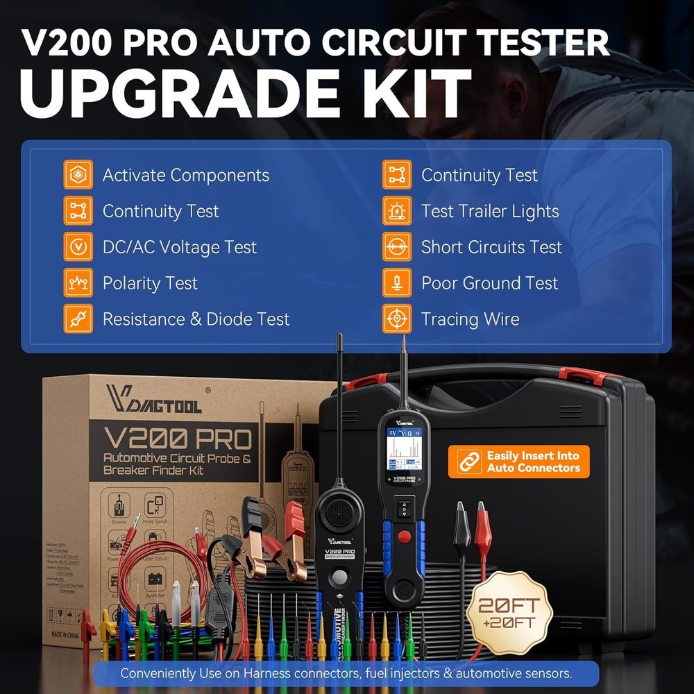 V200Pro Auto Power Circuit Probe Tester Pro Set Wire Break Finder Piercing Probe