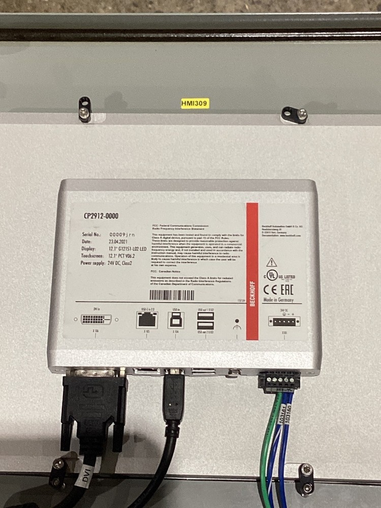2021 BECKHOFF CP2912-0000 12.1" TOUCHSCREEN DIGITAL INPUT MODULE; USED