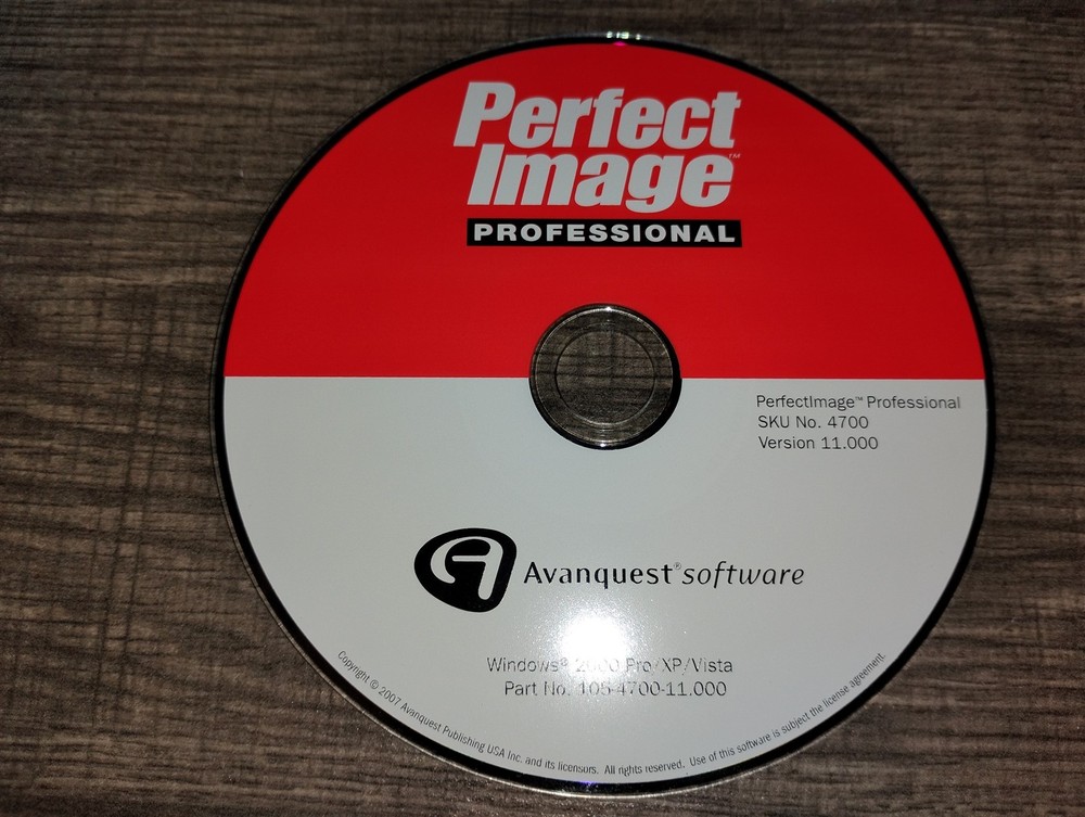 Perfect Image Professional 11 PC CD-ROM 2007 Avanquest for Windows 2000/XP/Vista