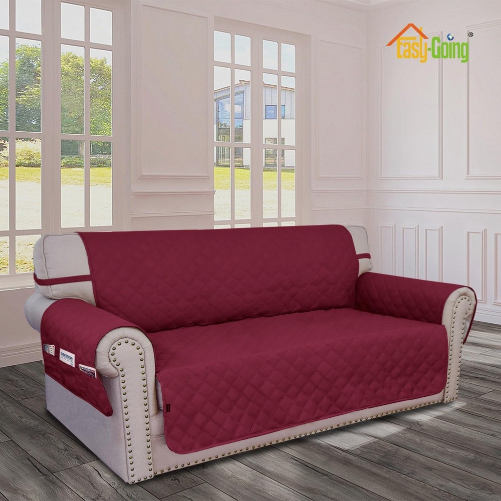 Easy-Going Waterproof Oversized Loveseat Covers Leakproof Couch Cover for 2 C...