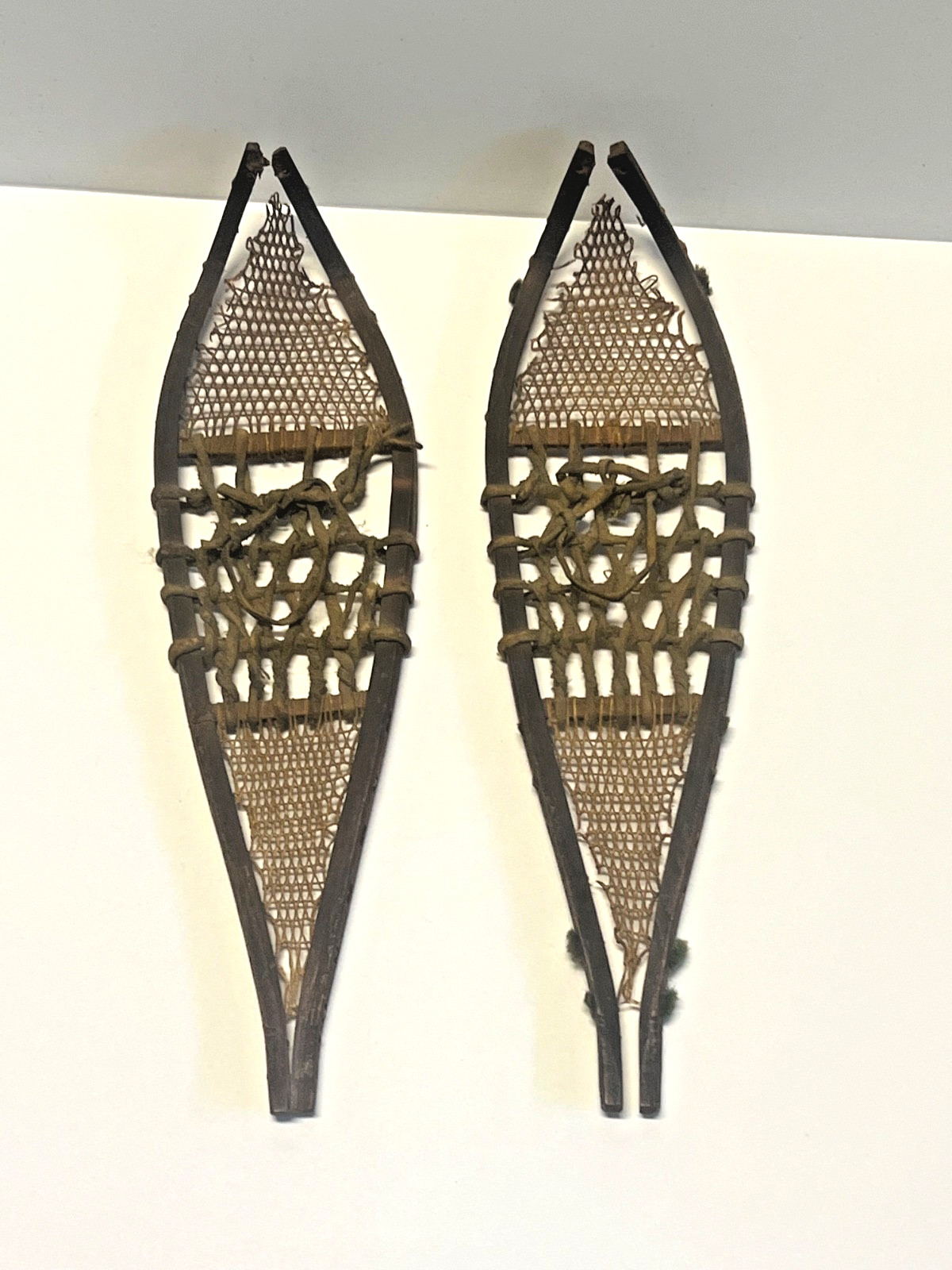 Antique Pair of Minature Native Athabaskan Weaved Snowshoes - DOLL SIZE; 1880's