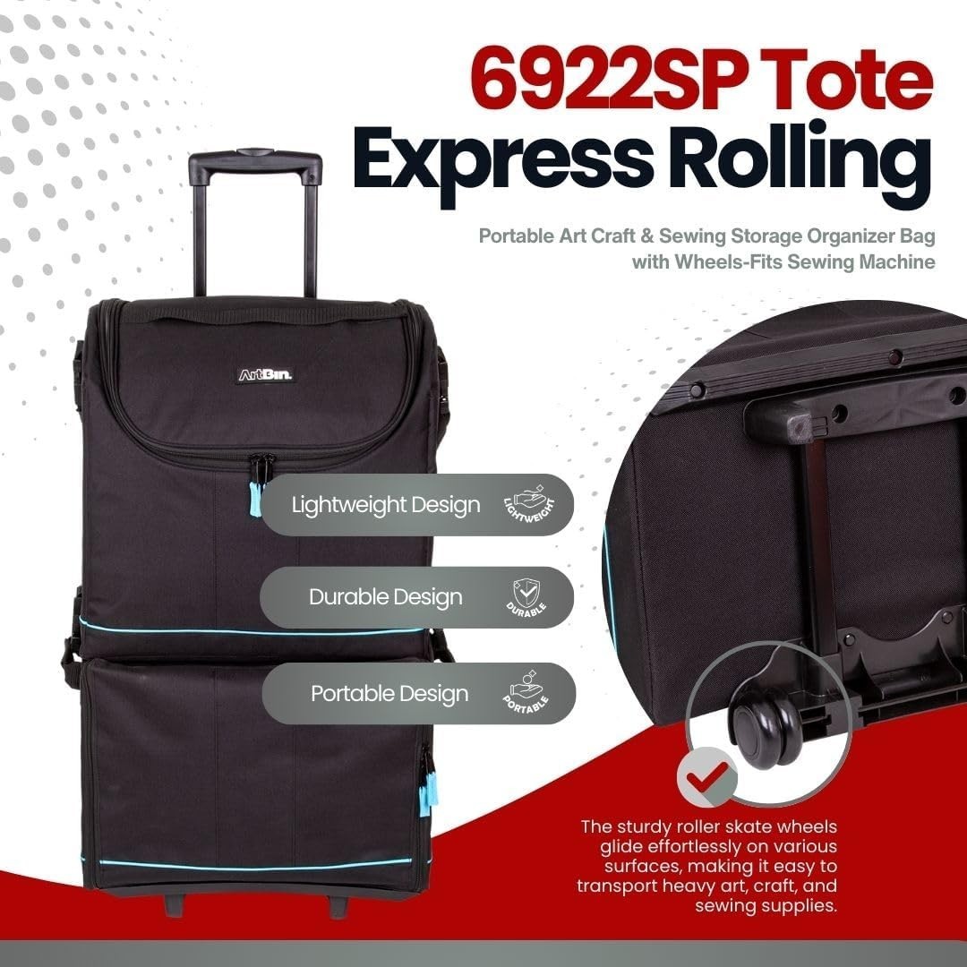 ArtBin 6922SP Tote Express Rolling Portable Art Craft & Sewing Storage Organizer