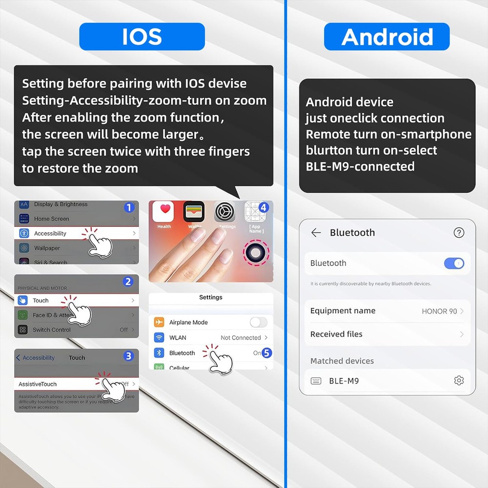 Wireless Camera Remote Control Shutter with Front/Rear Camera Switch Clicker