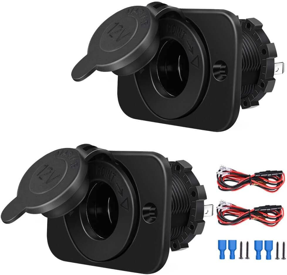 2 Pack 12V Cigarette Lighter Socket, DC Waterproof Female Power Outlet Socket...
