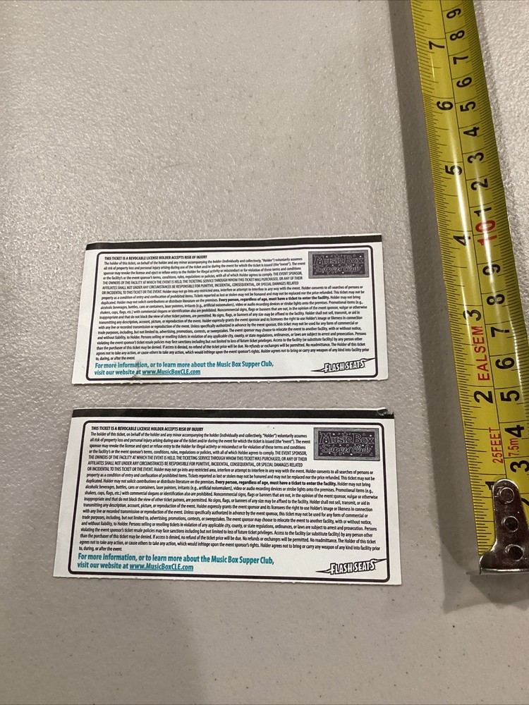 2016 May 11 Art Alexakis Music Box Supper Club Ticket Pair