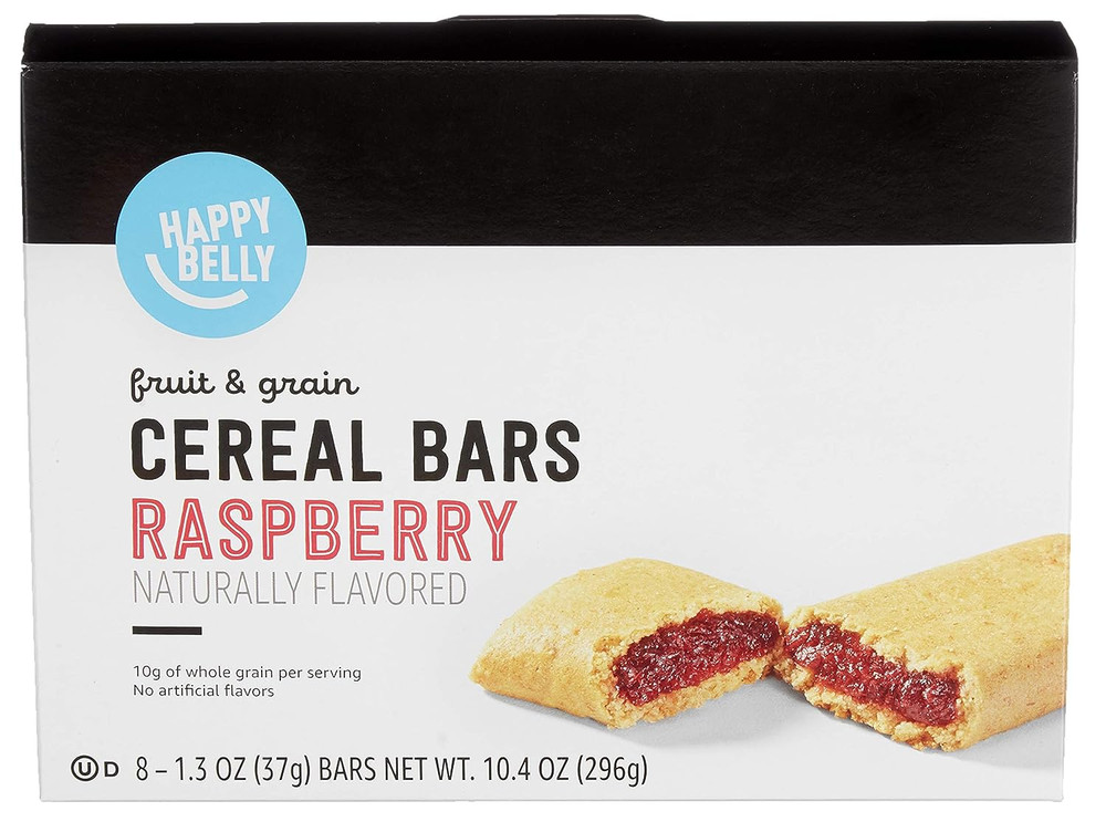 Amazon Brand - Happy Belly Fruit & Grain Cereal Bars, Raspberry, 8 Count (Pack o