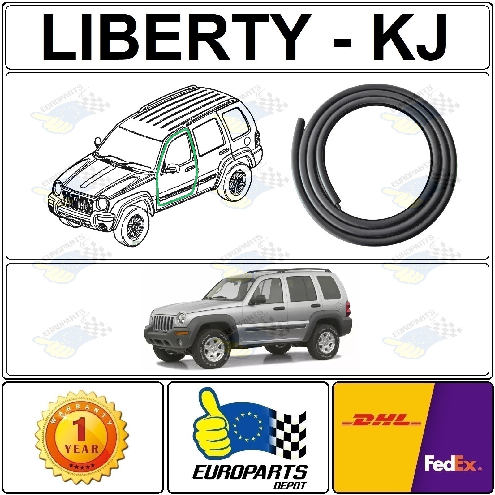 Jeep Liberty KJ Cherokee Front Rubber Door Seal Weatherstrip 55360 965AA