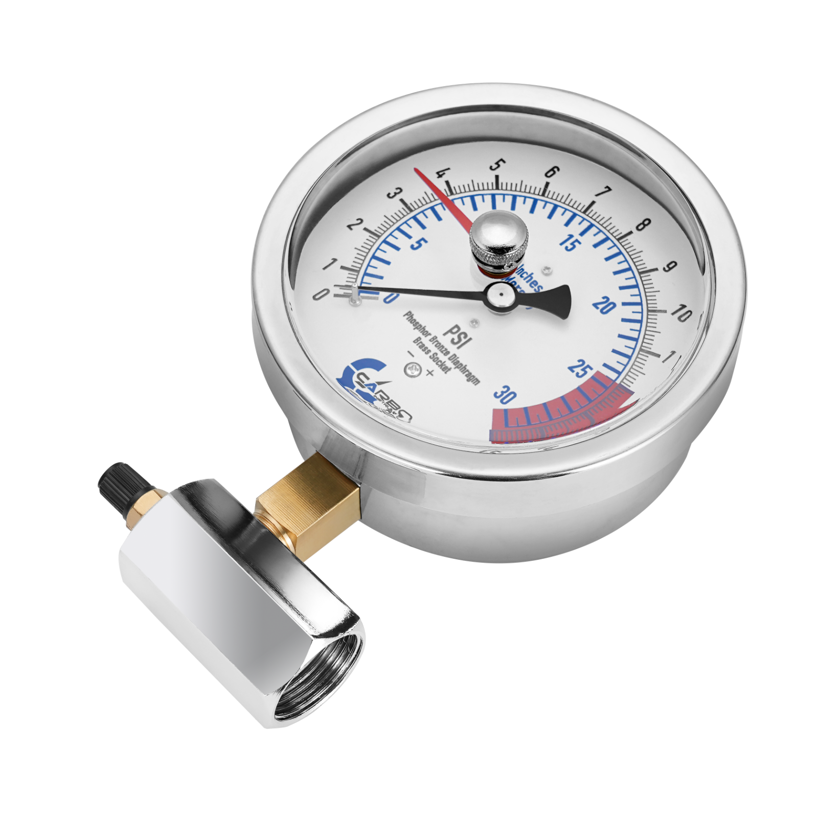 4" Gas Test CAPSULE Pressure Gauge 15 Pound, 15 PSI, 3/4” FNPT