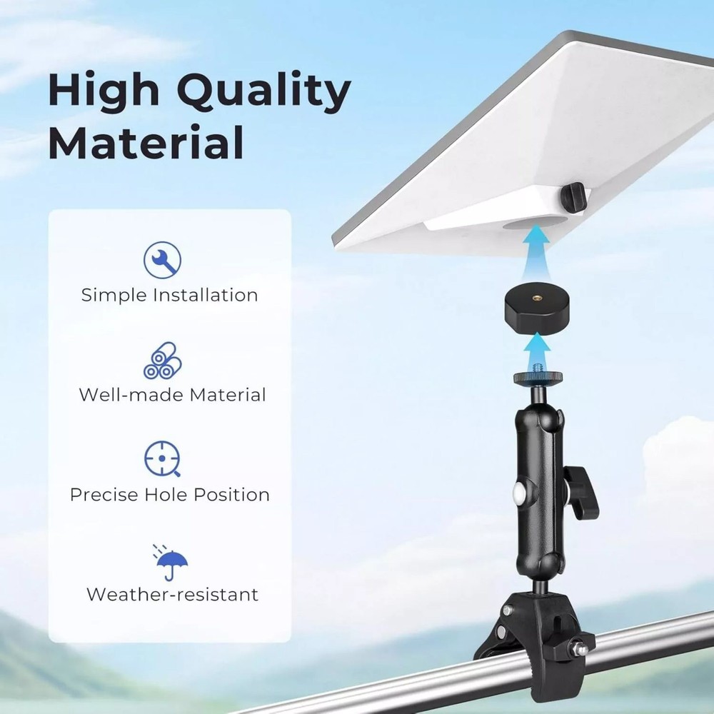 For Starlink Mini Mount Base RV Ladder Mount Adjustable Clamp Mount Black