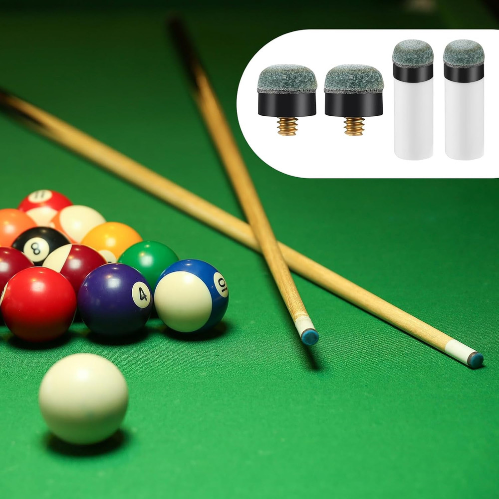20 Sets Billiard Cues Tips Replacement Kit with White Pool Cue Stick Ferrules, S