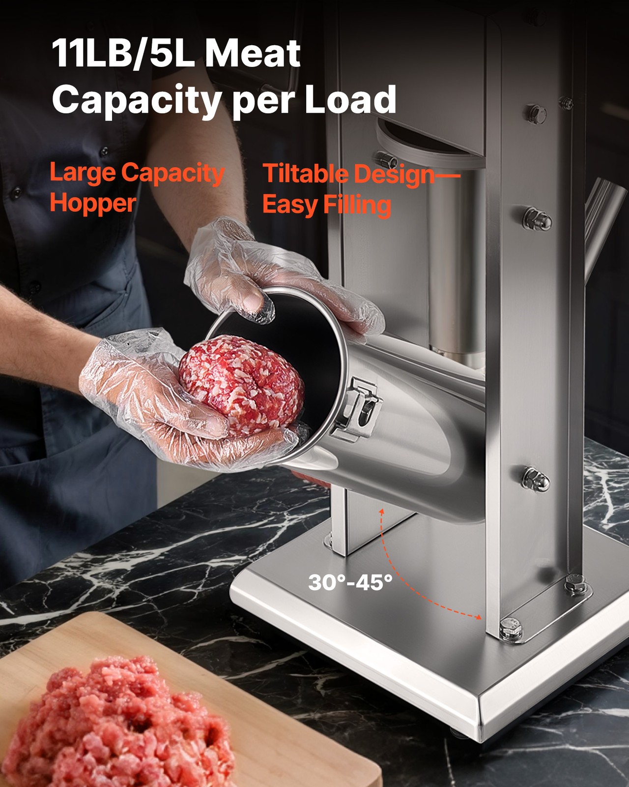 VEVOR Manual Sausage Stuffer 11 LBS / 5 L with 5 Tubes for Commercial & Home