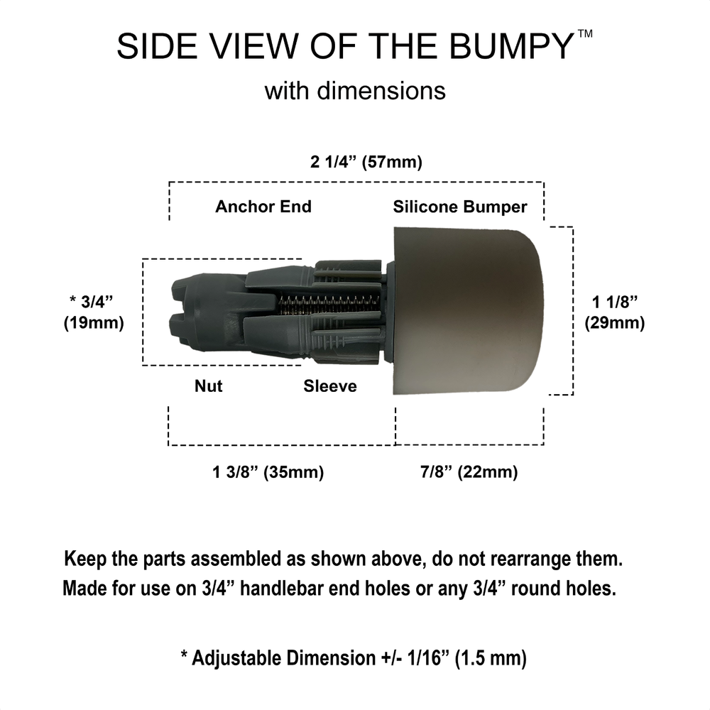 BUMPY END PLUG Bike Handlebar Soft Safe Secure Best Fit Grip Cap Gray Pair