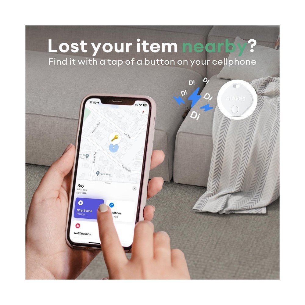 ATUVOS Air Tracker Tags-4 Pack, Bluetooth Luggage Tracker Works wit... Fast Ship