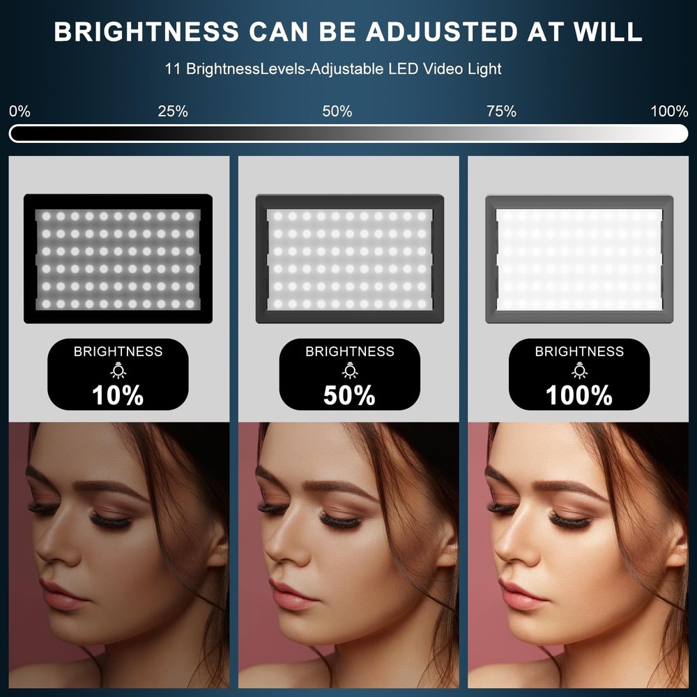 2 Pack LED Video Lighting Kit - 5600K Adjustable USB Studio Light with Barndo...