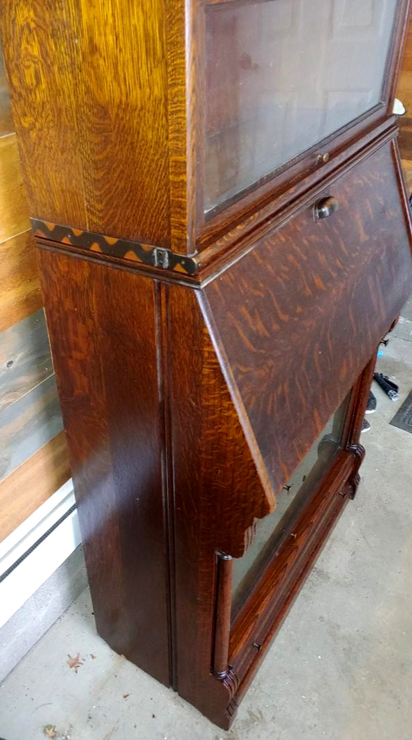 FANTASTIC MACEY QUARTER SAWN OAK BARRISTER BOOKCASE W/ DROP FRONT DESK W 2 DRAWS