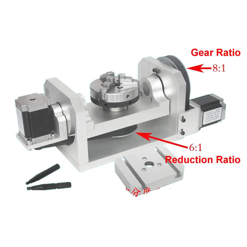 CNC indexing head, A-axis, rotary table, fourth axis, fifth axis (with chuck)