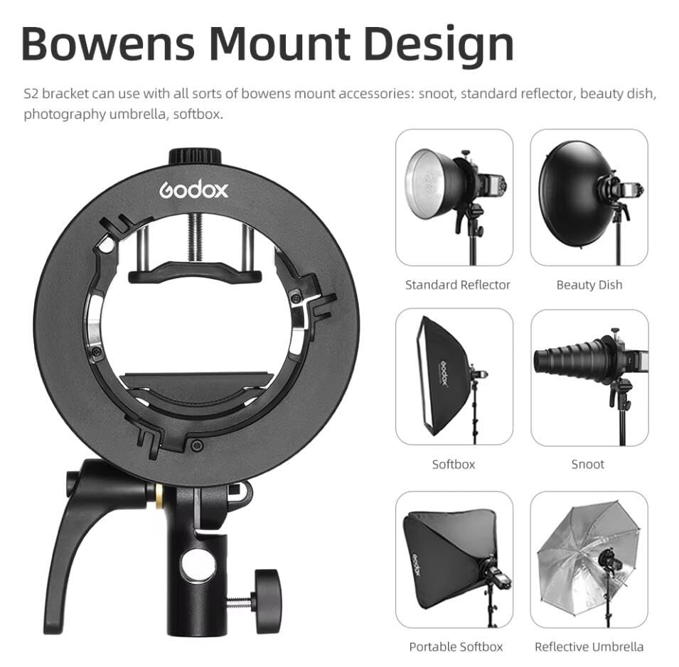 S2 Speedlite S-Type Bracket, Speedlight Bowens Mount with Flash, V1 AD200Pro ...