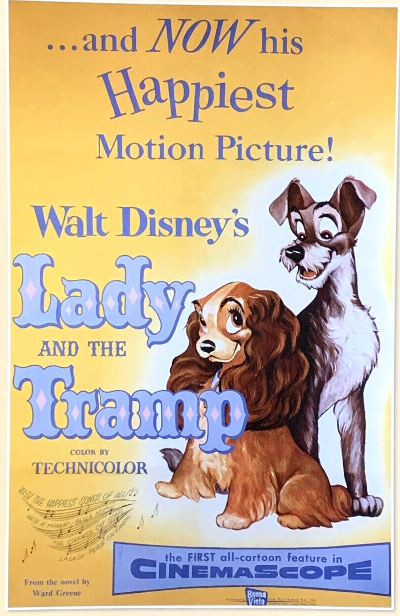 Lady And The Tramp 1955 Movie Poster Cinemascope Walt Disney #0042