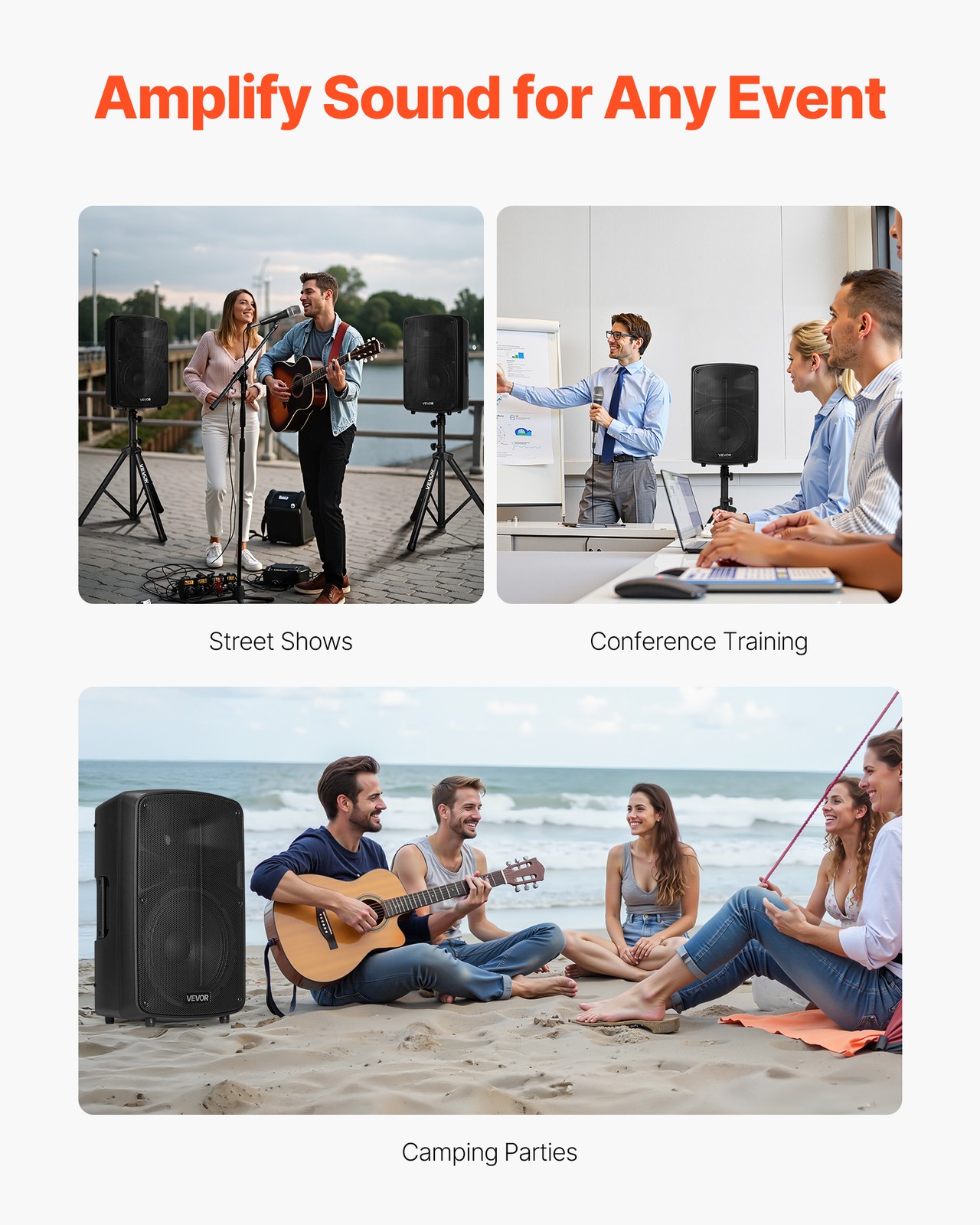 VEVOR 2 X 10in Speakers PA System 800W Mixer Wireless Bluetooth Mic for DJ Party