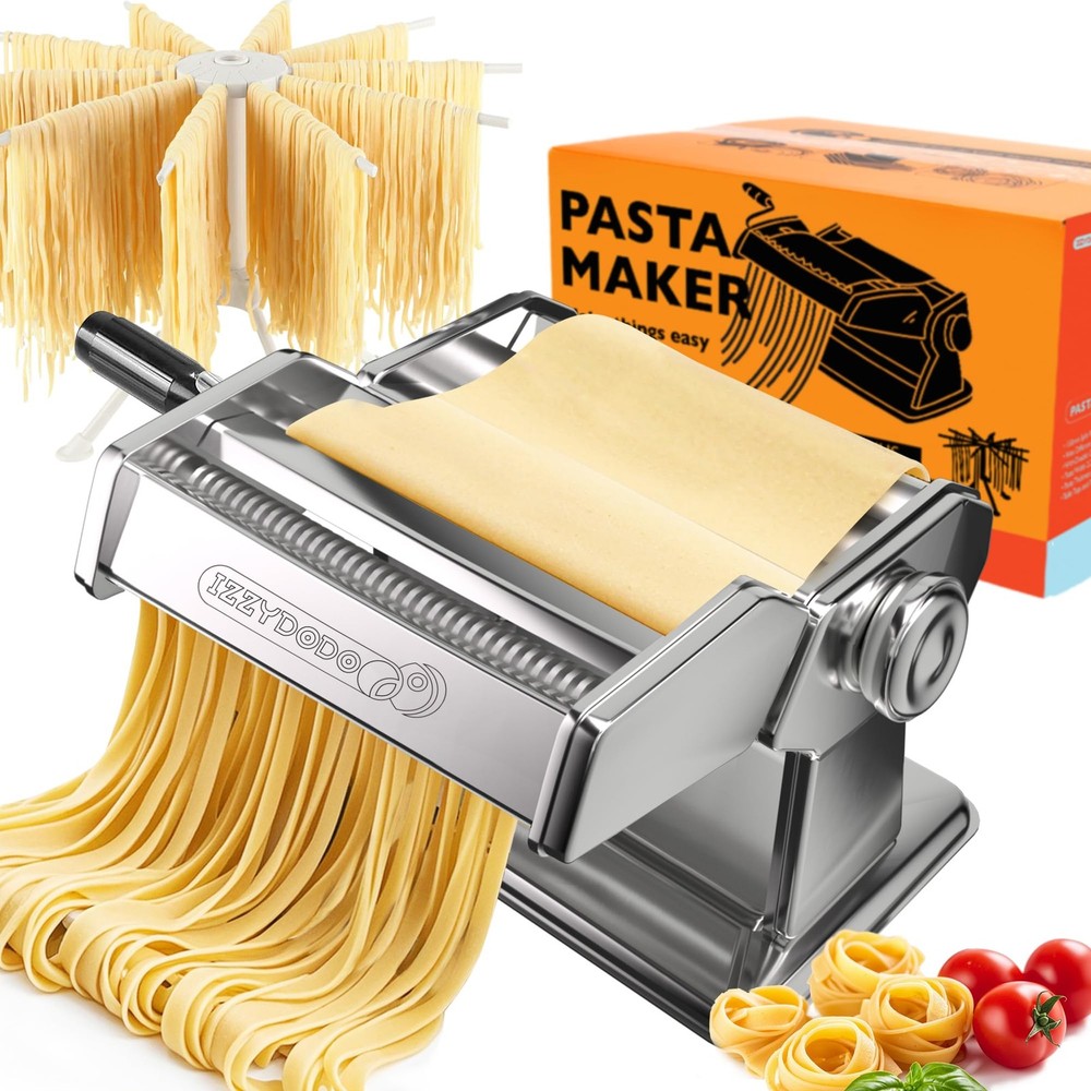 Pasta Maker Machine Set with Pasta Drying Rack Noodle Maker Machine 9 Adjusta...