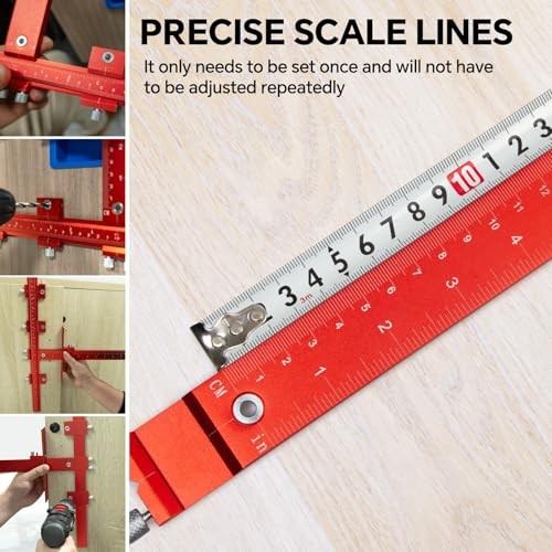 Aluminum Cabinet Hardware Jig Tool for Handles Pulls Knobs, Aluminum-Red