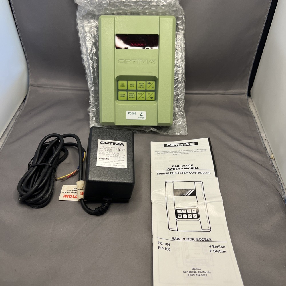 OPTIMA PC-104 LAWN SPRINKLER TIMER Single Program 4 Station, Never Installed NOS