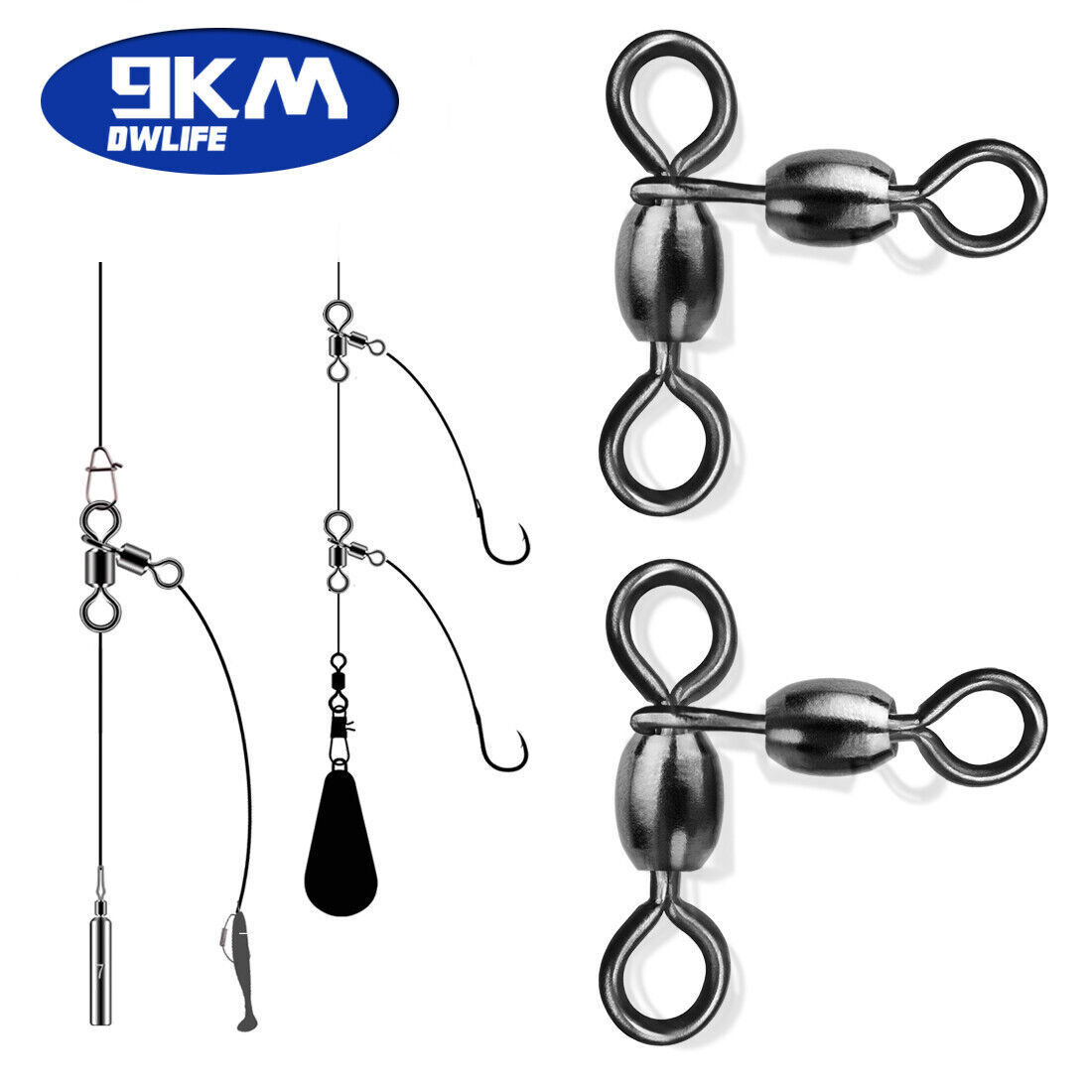 3 Way Swivel Stainless Steel Crane Swivels Fishing Barrel Swivels Fishing Tackle