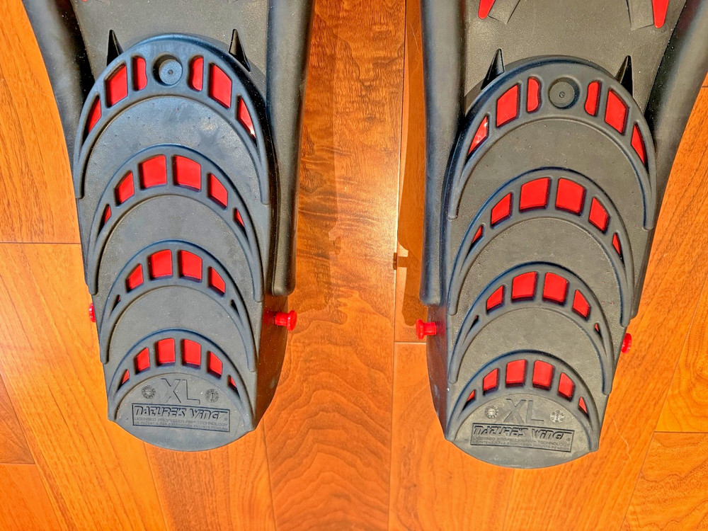 Atomic Aquatics Open Heel Splitfins upgraded w/Spring Strap Assembly - size XL