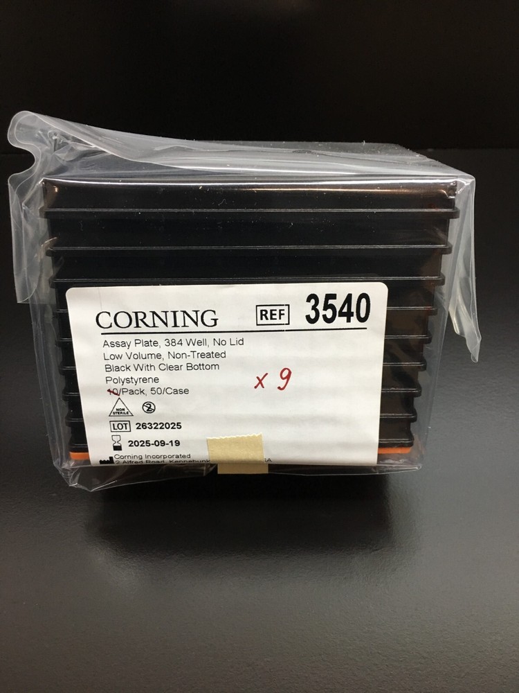 Corning REF 3540 Low Volume 384-well Black/Clear Flat Bottom Microplate 9 PCS