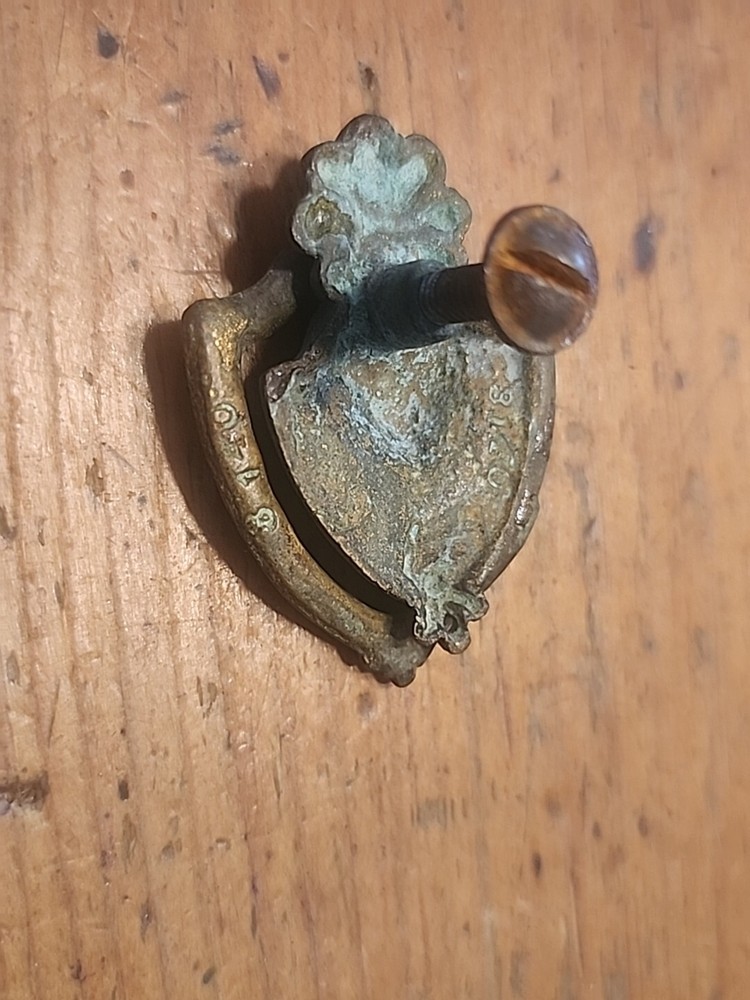 Single Ornate Brass Drop Bail Drawer Pull ~ Single Hole Mount ~ Small - CvHP