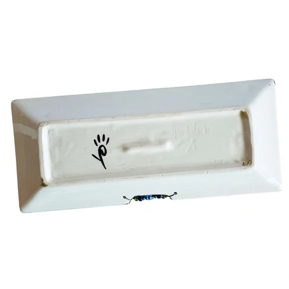 Sun Beads Geometric Ceramic Serving Tray Signed