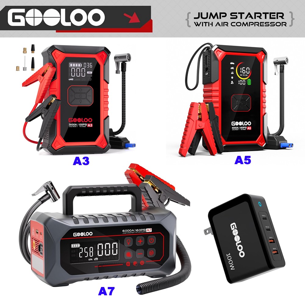 GOOLOO A3/A5/A7 Jump Starter with Air Compressor Portable Car Battery Booster US