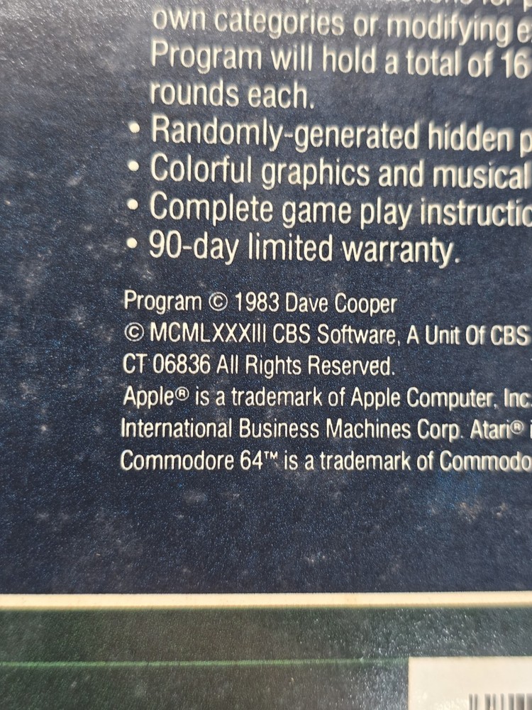 Match Wits Commodore 64 (CBS Software) 1983 Vintage Rare Diskette Complete