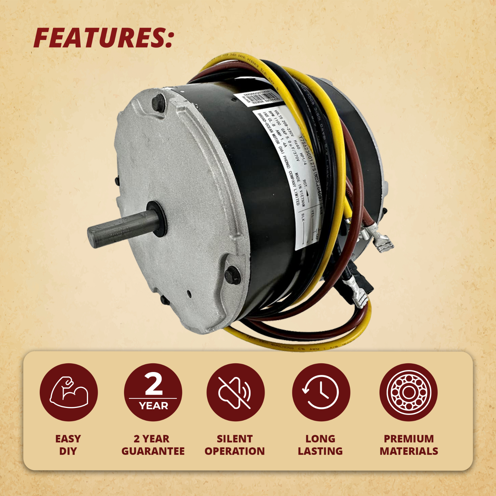 Condenser Fan Motor 5KCP39EGS070S, Carrier Bryant Payne HC39GE237A, Genteq 3905