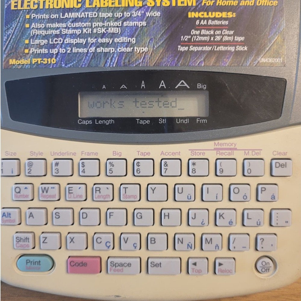 Brother P-Touch Extra PT-310 Thermal Label Printer Tested AC Adapter EUC