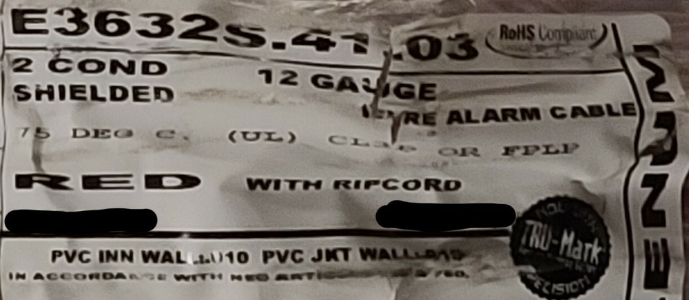 Carol E3632S 12/2C Solid Shield Plenum Fire Alarm Cable Wire FPLP/CL3P Red /50ft