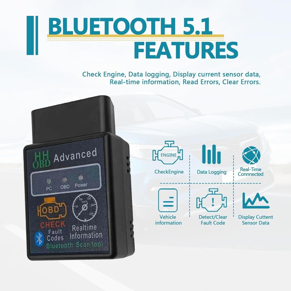 Wireless Scanner Diagnostic Tool, Vehicle Code Reader for Car, Scan Tool Reset &