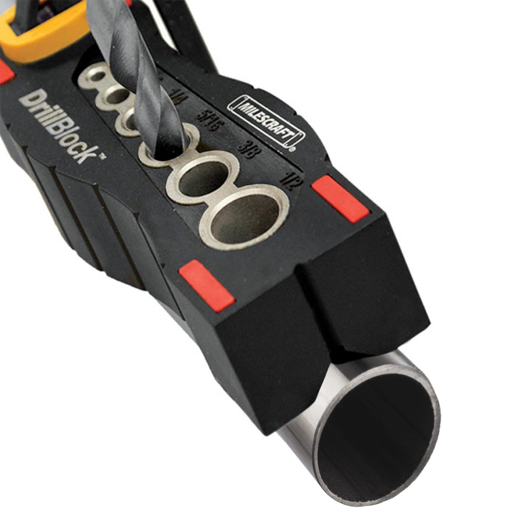 Portable Drilling Guide with 6 Hardened Drill Guides for Carpentry Projects