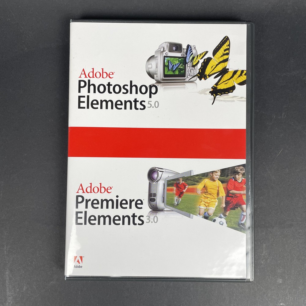 Adobe Photoshop Elements 5.0/Adobe Premiere 3.0 - 2 Disk Set - Sealed Guide