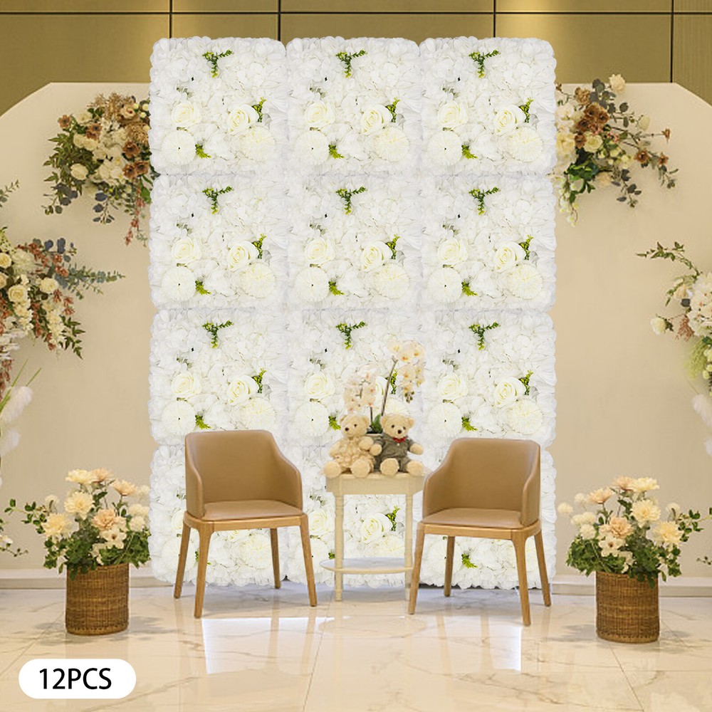 12PC Artificial Flower Wall Panel Wedding Backdrop Event Party Flower Wall Panel