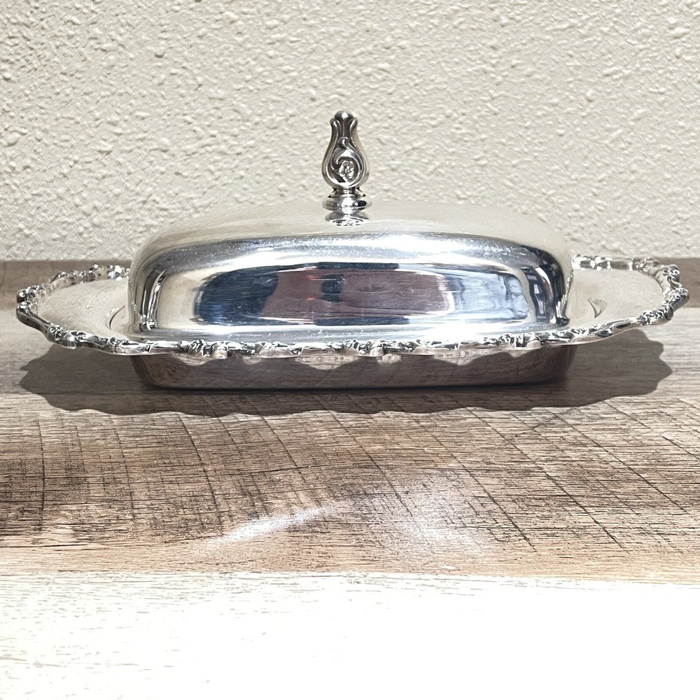 Vintage International Silver Company American Rose Covered Butter Dish W/ Insert