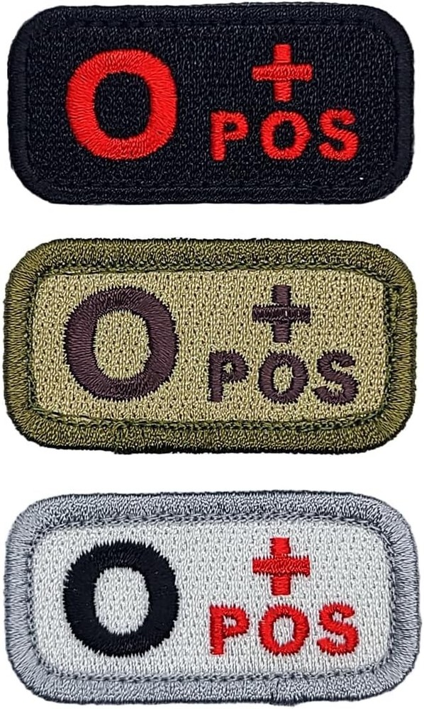 Blood Type O+ Positive Tactical morale Patch  | 3PC  HOOK BACKING   2"x1"