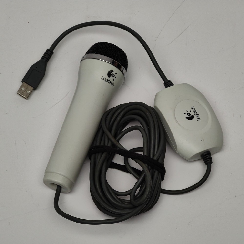 Logitech USB Microphone Wired PC Mic White USB Plug Play Computer Karaoke Mic