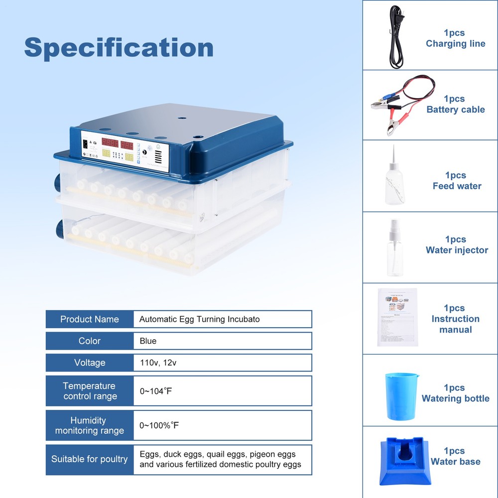 New 120 Eggs Incubator Temperature Control Automatic Digital Chicken Egg Hatcher
