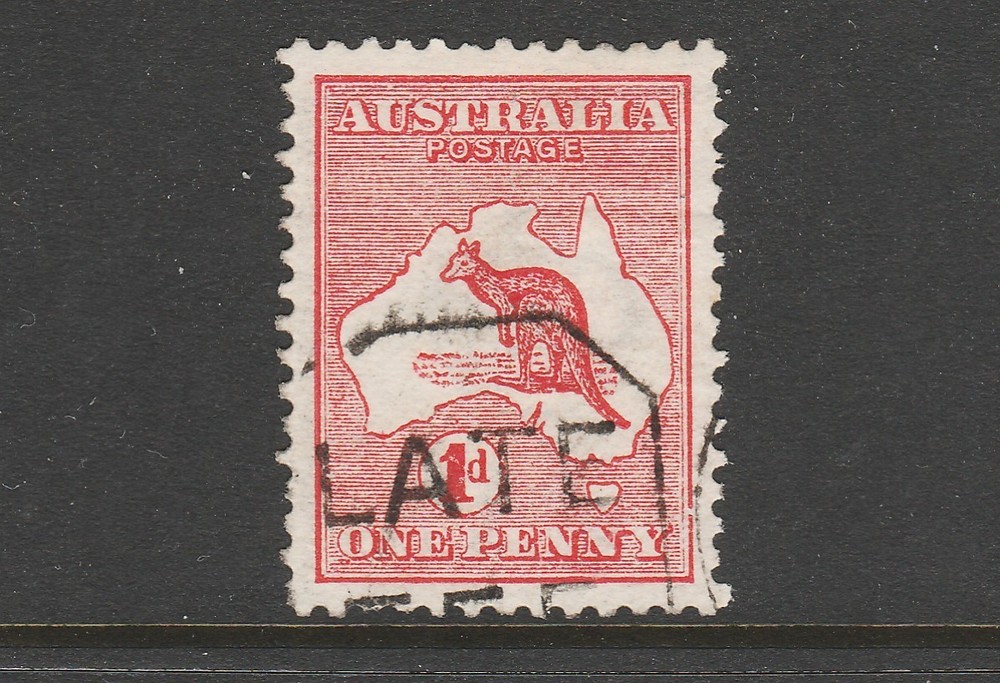1913 KANGAROO FIRST WMK 1d RED ERROR "BROKEN RIGHT FRAME" BW 2AD