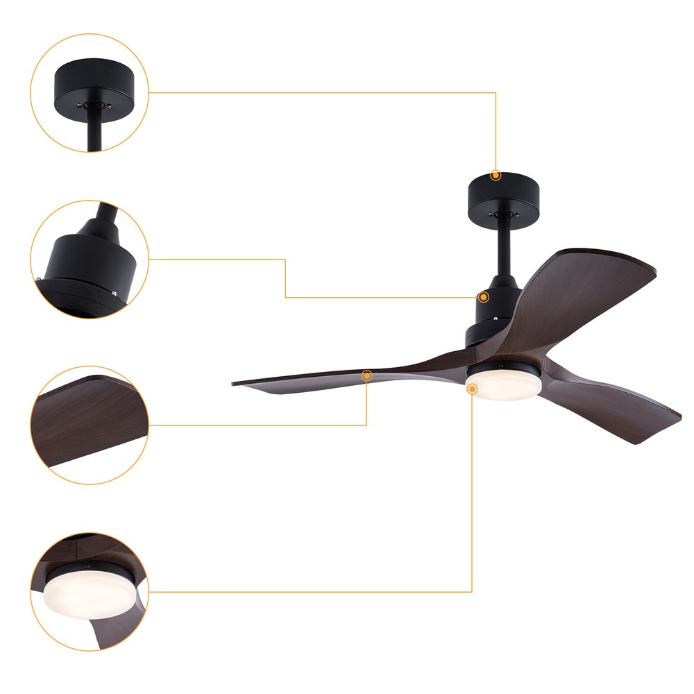 42" Flush Mount Indoor Ceiling Fan Light with Remote Control & AAA Batteries