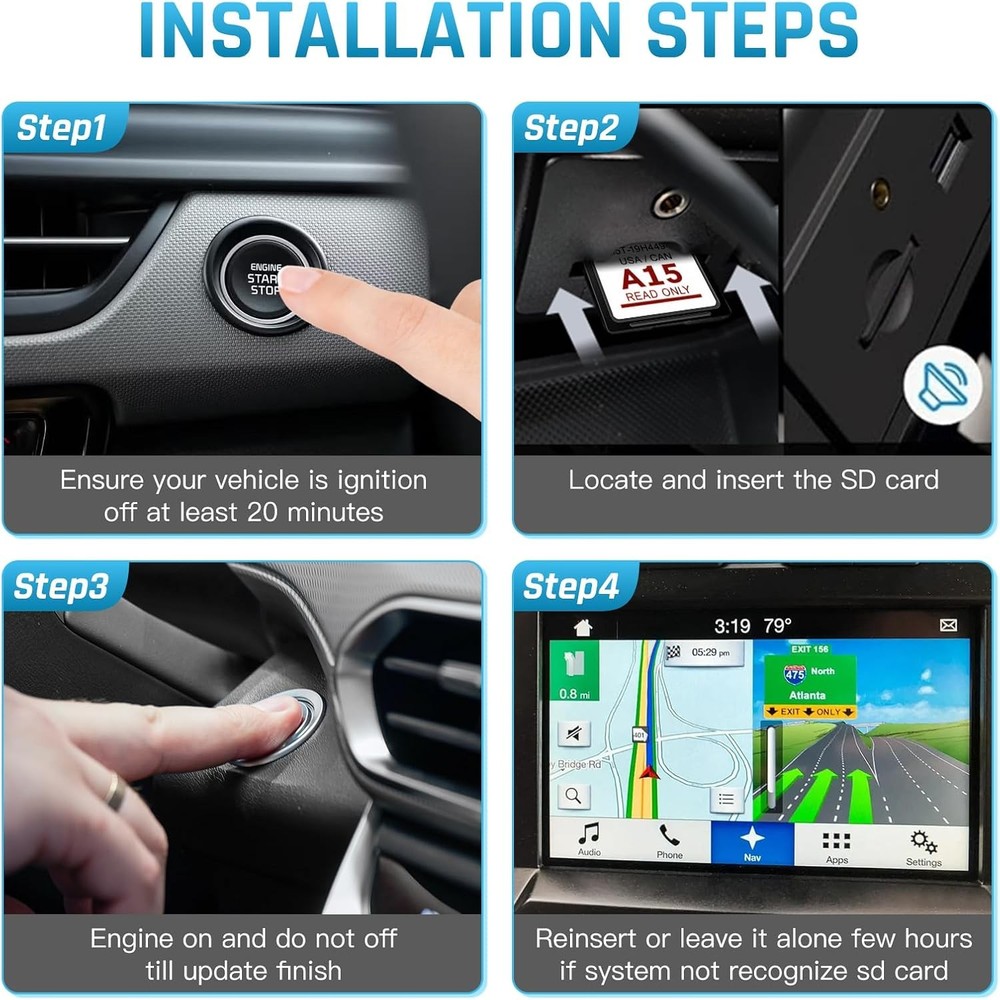 2025 Latest A15 Navigation SD Card Map Sync 2 Compatible with Ford & Black