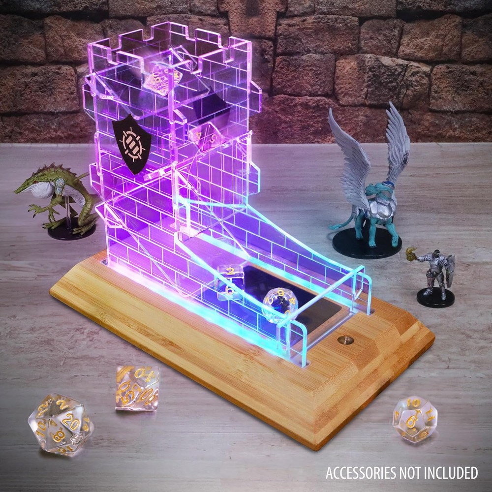 Tabletop LED Dice Tower with 7pc Dice Set