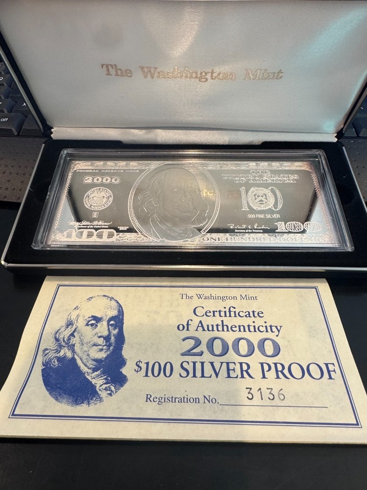 Washington Mint $100 Silver Proof Certificates - 3 Different Designs